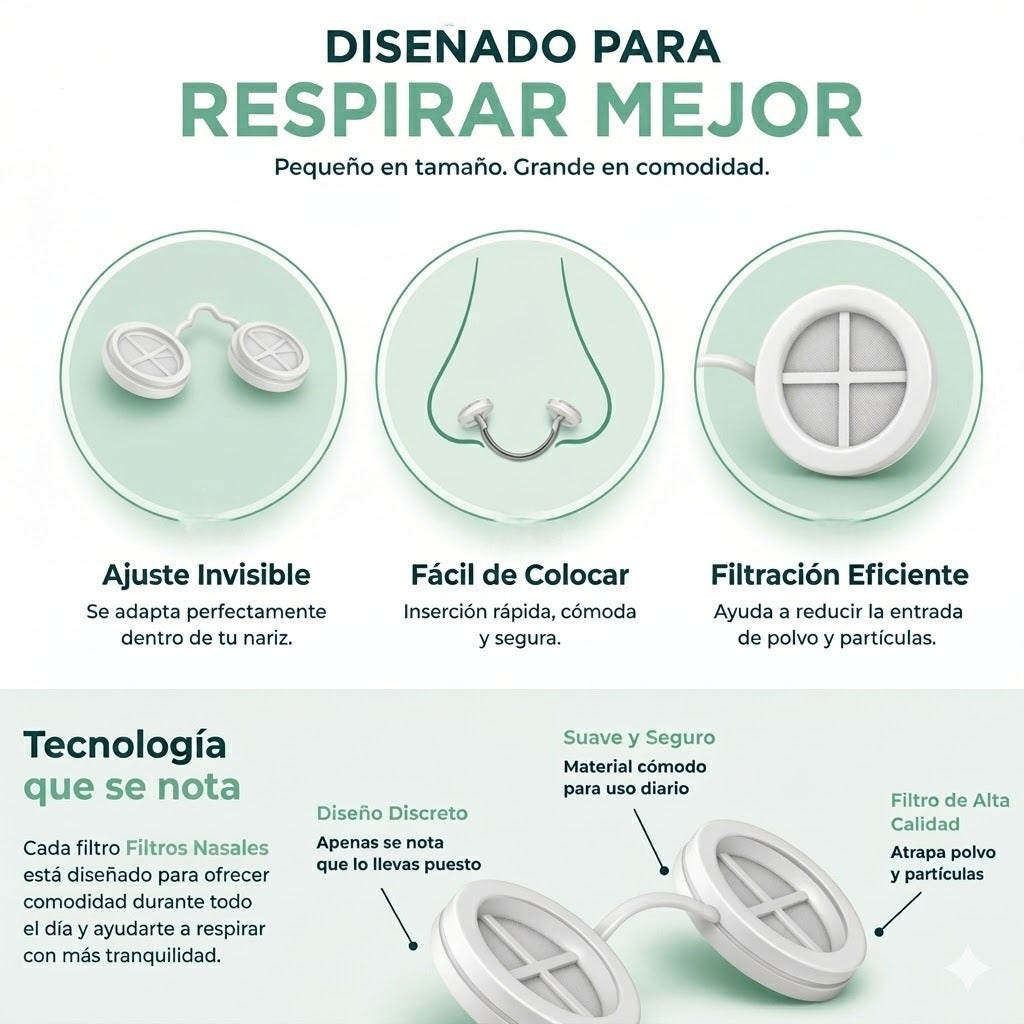 Filtros Nasales Invisibles de Alta Filtración (Pack 10 uds)