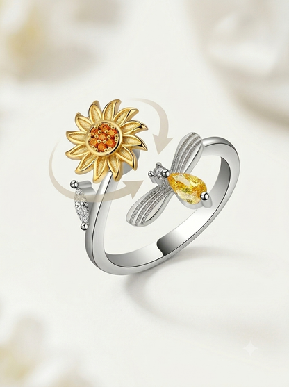 Anillo Giratorio Girasol | Alivio de Ansiedad y Estrés