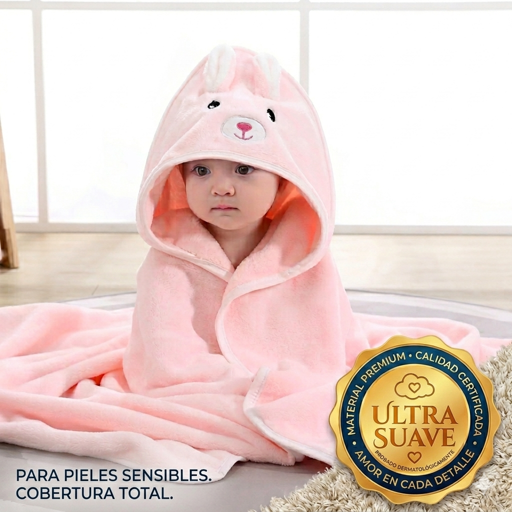 Manta de Baño "Pequeño Refugio" – Microfibra Ultra-Suave con Capucha Animalito
