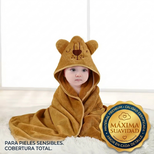 Manta de Baño "Pequeño Refugio" – Microfibra Ultra-Suave con Capucha Animalito