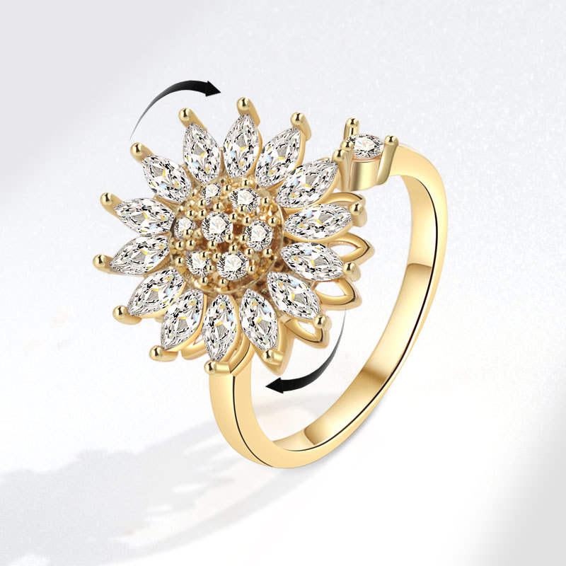 Anillo Giratorio Girasol | Alivio de Ansiedad y Estrés